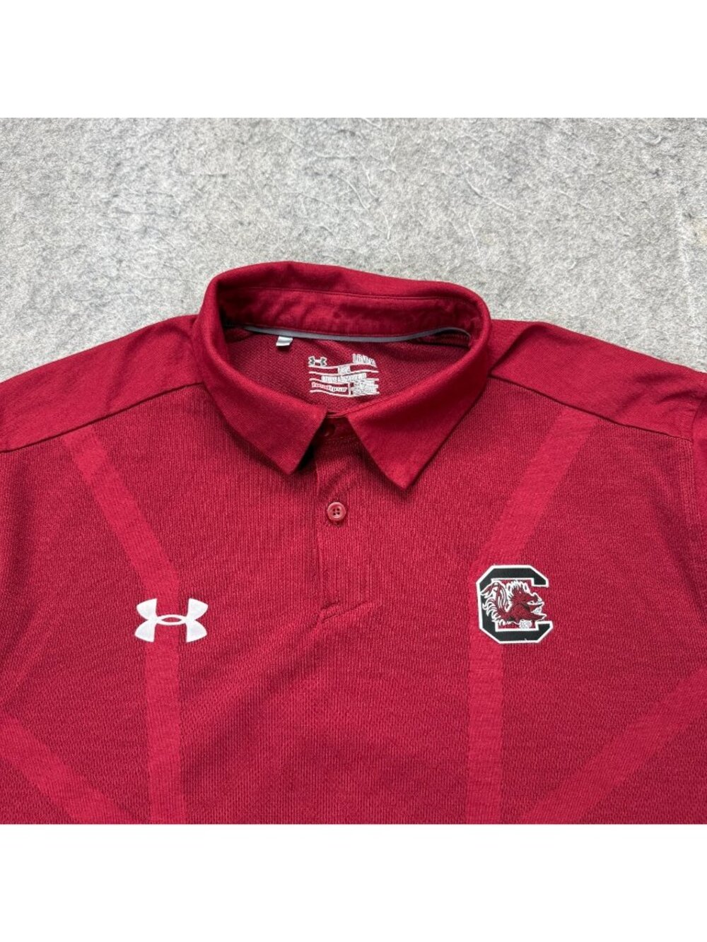 South Carolina Gamecocks Under Armour Polo Shirt Men L Red Loose Performance 046